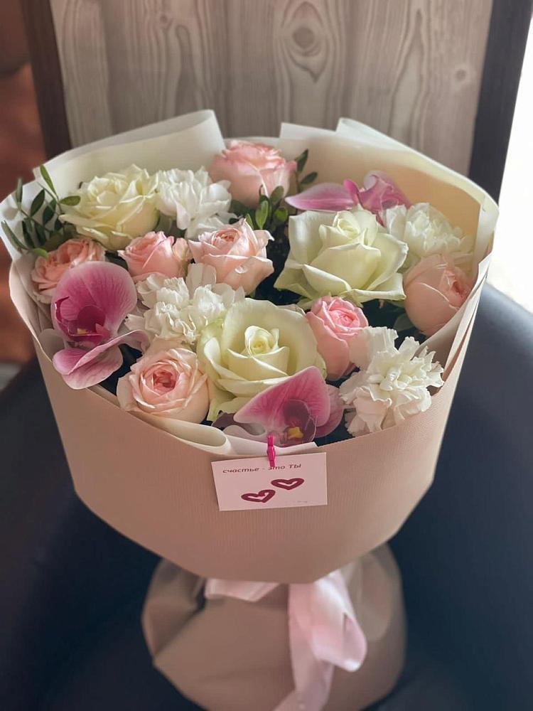 Букет цветов из: Орхидеи, Розы и Гвоздики в Ленино Республика Крым