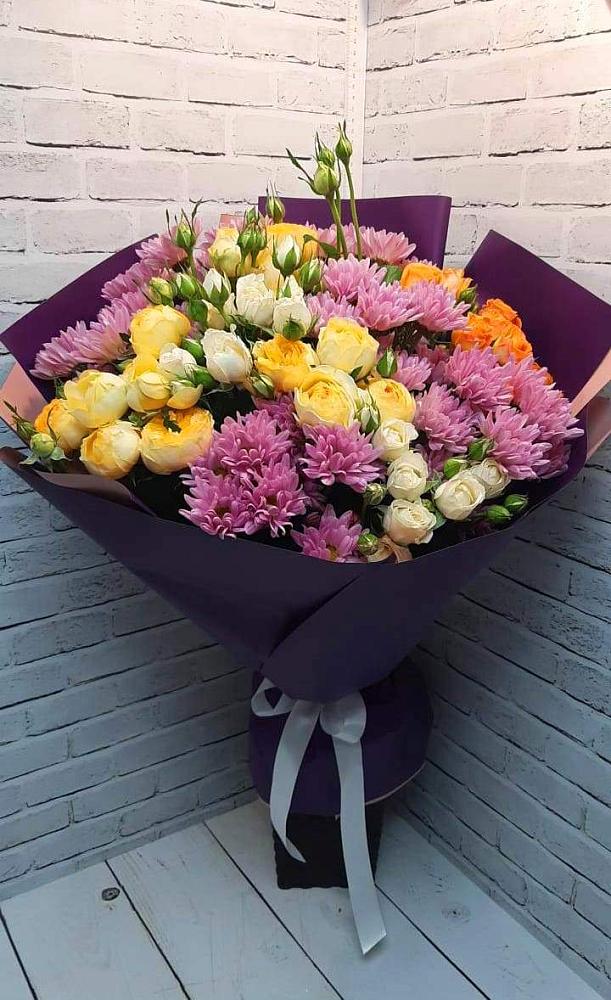 Букет цветов из: Хризантемы и Розы в Ленино Республика Крым