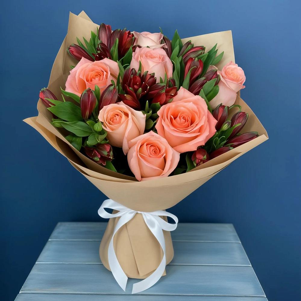 Букет цветов из: Розы и Альстромерии в Ленино Республика Крым