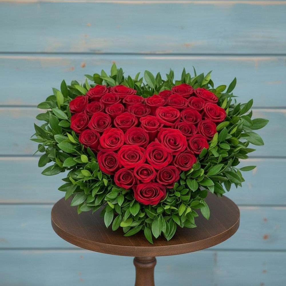 Цветочная композиция из Розы в виде сердца в Ленино Республика Крым