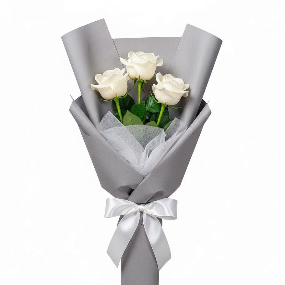 Букет 3 белые розы в Ленино Республика Крым