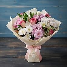 Букет цветов из:  Хризантемы, Альстромерии и Розы в Ленино Республика Крым