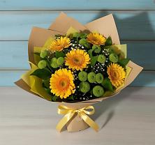 Букет цветов из:  Герберы и Хризантемы в Ленино Республика Крым