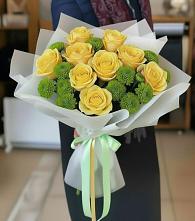 Букет цветов из:  Хризантемы и Розы в Ленино Республика Крым