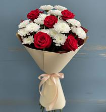 Букет цветов из:  Розы и Хризантемы в Ленино Республика Крым
