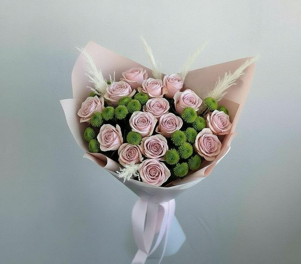 Букет цветов из: Розы и Хризантемы в Ленино Республика Крым