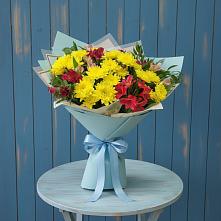 Букет цветов из:  Альстромерии и Хризантемы в Ленино Республика Крым