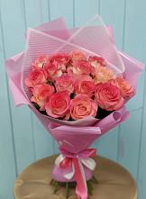 Букет 15 Розовых роз Равель #REPLACE_PRED# Ленино Республика Крым